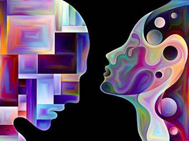 Minds serisinin aksine. İç dünya, çeşitlilik ve bireysel psikoloji konularında organik ve geometrik olarak parçalanmış iki insan silueti