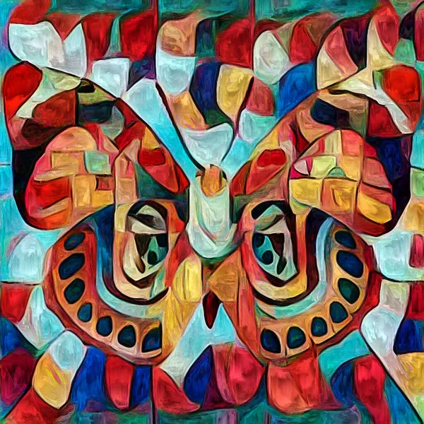 Muster Der Kunst Abstrakter Schmetterling Und Farben Auf Digitaler Leinwand — Stockfoto