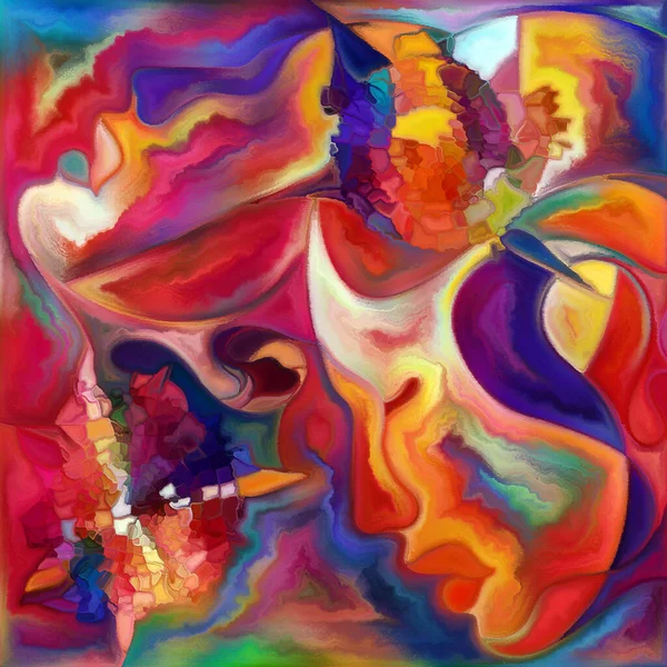 Canvas Close Serie Künstlerischer Hintergrund Aus Gesichtern Und Symbolen Farbenfrohen — Stockfoto