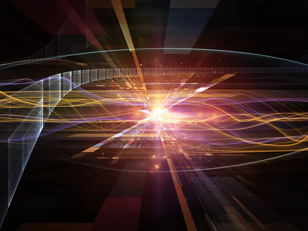 デジタル トレイル シリーズ フラクタルディスクの相互作用 コンピュータ科学 教育の対象となるデジタル波と光 — ストック写真