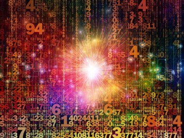 Siyah arkaplan üzerindeki numaralar ve dijital teknoloji ve iletişim konularındaki ışık bileşimi