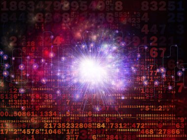 Siyah arkaplan üzerindeki numaralar ve dijital teknoloji ve iletişim konularındaki ışık bileşimi