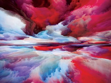 Gökkuşağı manzarası. Color Dreams serisi. İç dünya, hayal gücü, şiir, sanat ve tasarım projeleri için boya, doku ve gradyan bulutlardan oluşan arkaplan