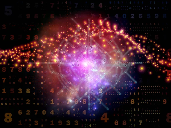 Serie Digital Signal Numeri Tracce Elettroniche Composizione Delle Luci Sul — Foto Stock