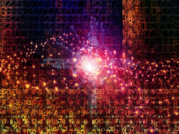 Serie Señales Digitales Números Trazas Electrónicas Composición Las Luces Materia — Foto de Stock