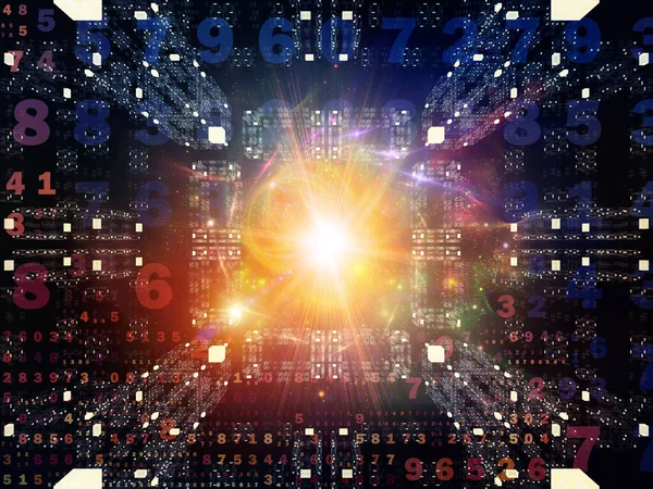 Cyfrowa Konstrukcja Eksplozja Świetlna Liczby Skład Elementów Fraktalnych Temat Technologii — Zdjęcie stockowe