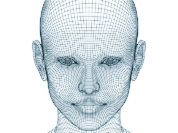 Vykreslování Lidské Hlavy Obličeje Jako Drátěné Pletivo Pro Ilustraci Design — Stock fotografie