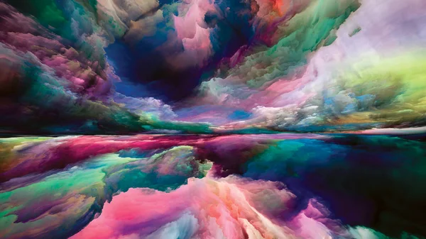 Mistero Del Paesaggio Serie Color Dreams Composizione Vernice Texture Nuvole — Foto Stock