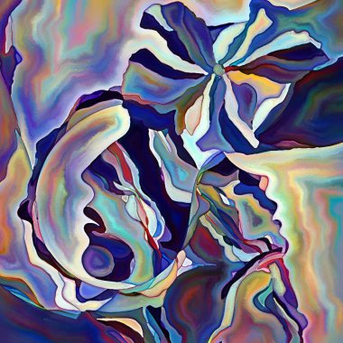 Parçalanmış Self serisi. İnsan yüz hatları ve insan ilişkileri, zihin, psikoloji, iç dünya, yaratıcılık, zihinsel hastalık ve sanat konularındaki organik renk kalıpları.