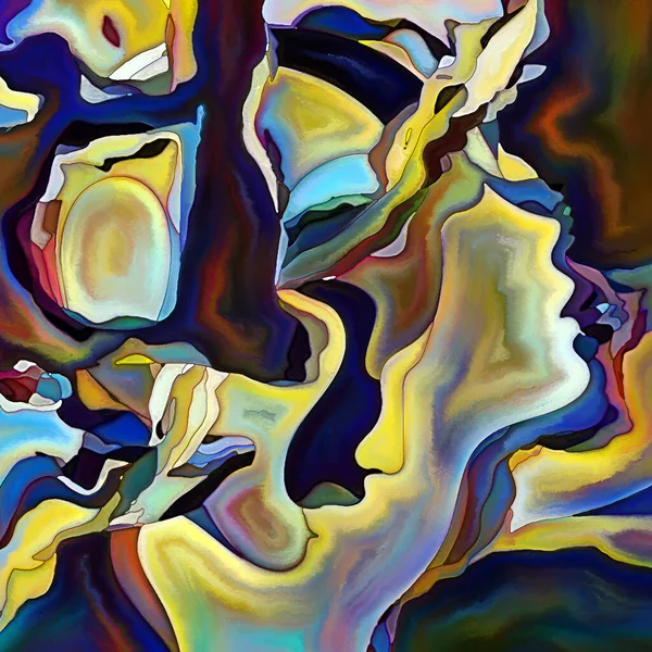 Fragmented Self Series Human Face Outlines Painted Pattern Composition Subject — Stock Photo, Image