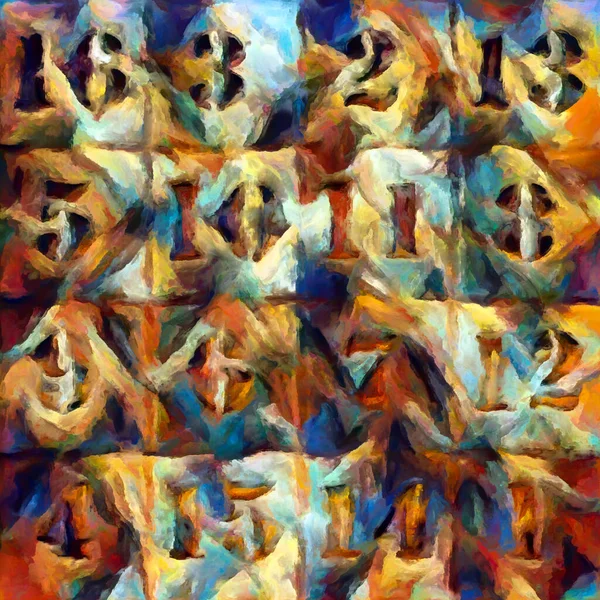 Colorful rendering of magic square numbers on subject of math, education and art