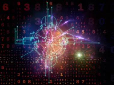 Dijital Bağlantı serisi. Matematik, teknoloji ve eğitim temalı sayılar, ışıklar ve ağ düğümlerinin düzenlenmesi.