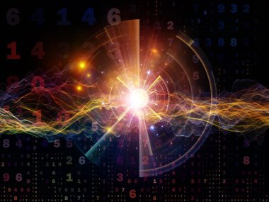 Dijital Bağlantı serisi. Matematik, teknoloji ve eğitim konusu için sayıların, ışıkların ve ağ düğümlerinin bileşimi.