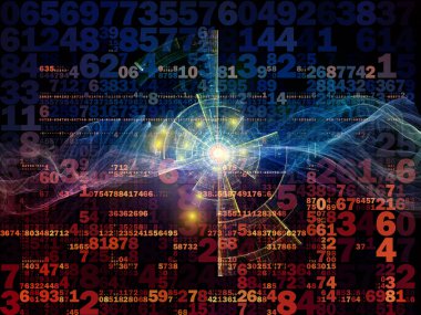 Dijital Bağlantı serisi. Matematik, teknoloji ve eğitim konusu için sayıların, ışıkların ve ağ düğümlerinin bileşimi.