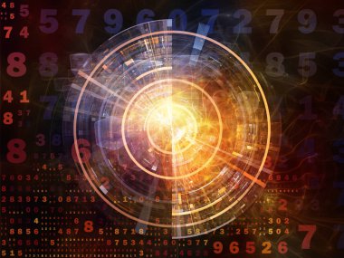 Dijital Bağlantı serisi. Matematik, teknoloji ve eğitim konularındaki sayı, ışık ve ağ düğümlerinin arkaplan tasarımı.