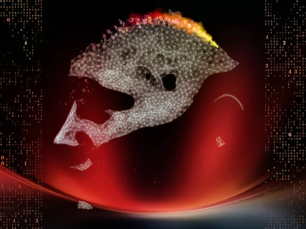 Світло Синтетичного Розуму Мережа Людського Обличчя Вогні Абстрактного Світанку Колона — стокове фото
