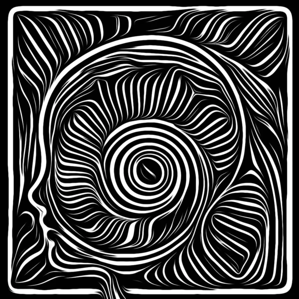 Face Woodcut Life Lines Series Composition Human Profile Woodcut Pattern — Stock Photo, Image