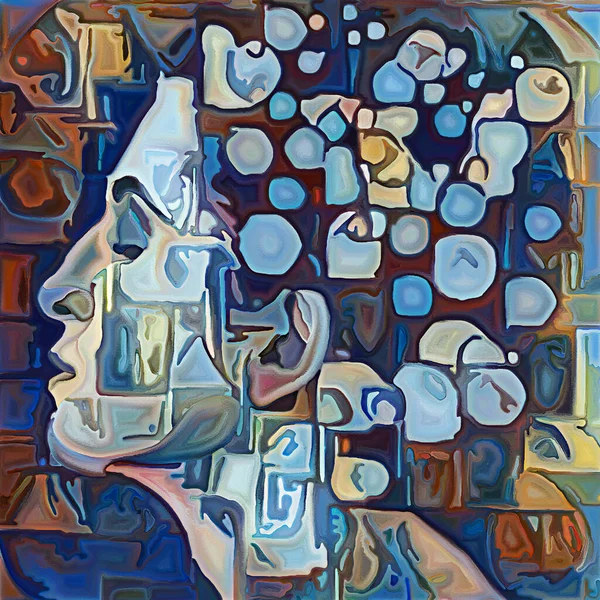 Matter Mind Series Portrait Painting Young Woman Spherical Elements Her — Stock Photo, Image