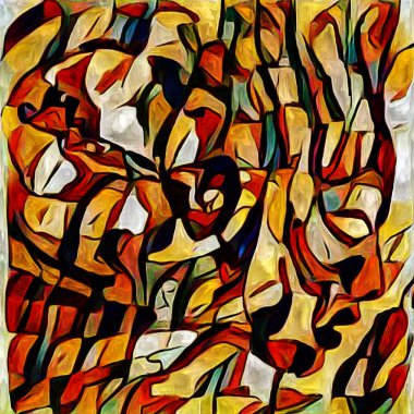 Sanat serisi deseni. Yaratıcılık ve sanat konusunda dijital tuvale işlenmiş soyut insan kafası ve renkleri.