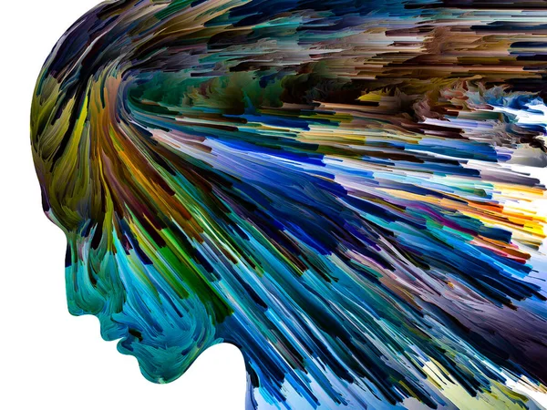 생각을 방해하는 요소들 인간의 실루엣 거무스름 페인트가 심리학 우울증 창조성과 — 스톡 사진