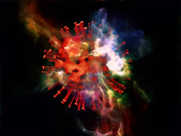 Rendering Red Coronavirus Virus Particle Three Dimensional Abstract Elements Subject — Stock Photo, Image