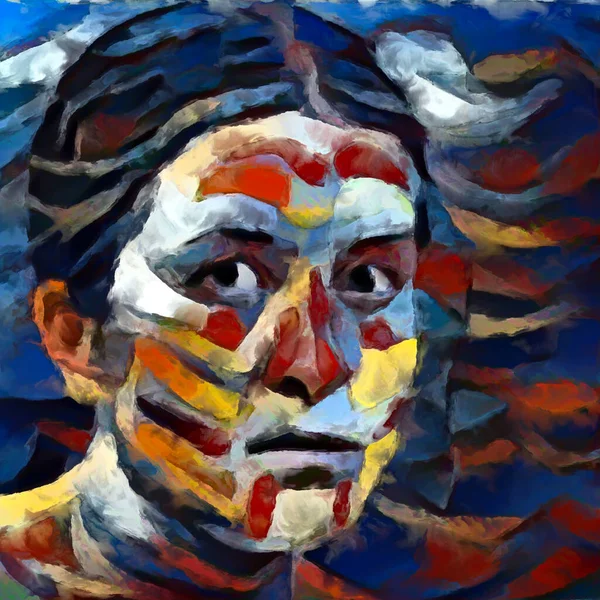 Серия Раскрасок Упорядочение Человеческого Лица Цвета Краски Тему Ума Психических — стоковое фото