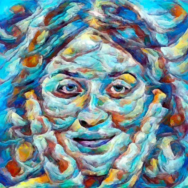 彩色シリーズ 心の作品 精神状態 創造性と自己表現のための人間の顔 色と塗料の背景デザイン — ストック写真