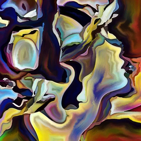 Parçalanmış Self serisi. İnsan kafası şekilleri ve insan ilişkileri, zihin, psikoloji, iç dünya, yaratıcılık, zihinsel hastalık ve sanat konularındaki soyut kalıplar.