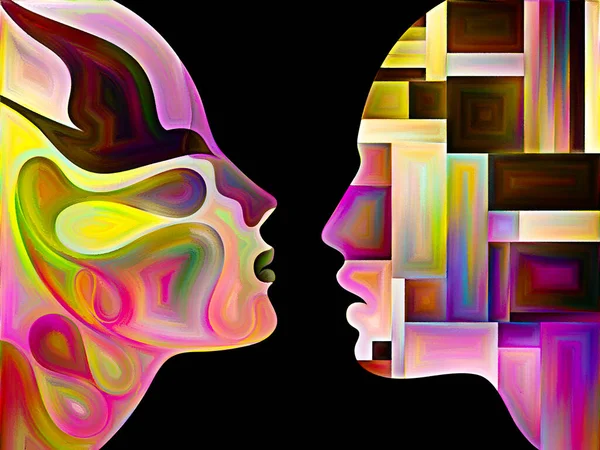 Differenza Della Serie Minds Due Sagome Umane Con Interni Organicamente — Foto Stock