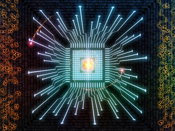 計算機科学と現代技術をテーマとしたCpuと桁の構成 — ストック写真