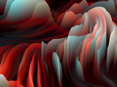 Yüzey bükülmesi. Boyutsal Dalga serisi. Dönen Renk Dokusunun bileşimi. Sanat, yaratıcılık ve tasarım için bir metafor olarak gelişigüzel türbülans oluşturulması