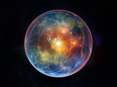 Sanal Parçacık Serisi. Eğitim, bilim ve modern teknoloji konularında fraktal küre ve soyut elementler.