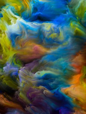 Renkli girdap serisi. Sıvı boyanın, yaşamla, yaratıcılıkla ve sanatla ilgili olarak tuvale rengarenk bir şekilde yerleştirilmesi.