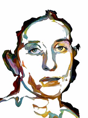Shade serisinin renkleri. Bireysellik, sanat ve tasarım konularında soyut acı öğelerinden yapılmış kadın portresi.