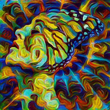 Inner Vision serisi. Zihin, sanat ve iç dünyayla kavramsal ilişkili soyut dijital boya portresi.