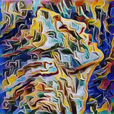 Inner Vision serisi. Zihin, sanat ve iç dünya için bir metafor olarak soyut dijital boya portresinden oluşan tasarım.