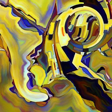 Parçalanmış Self serisi. İnsan yüzü ana hatları ve insan ilişkileri, zihin, psikoloji, iç dünya, yaratıcılık, zihinsel hastalık ve sanat konularındaki soyut şablon kompozisyonu.