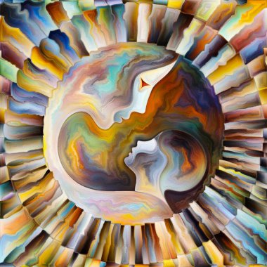 Anne ve Çocuk Çemberi serisi. Çocukluk ve ebeveynlik konusunda renkli kurşunlu cam tasarımı