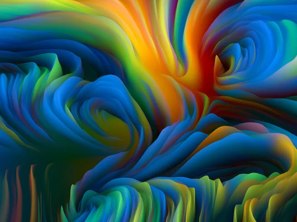 表面のねじれ 次元波シリーズ 渦巻き色のテクスチャで作られた抽象的な背景 アート 創造性 デザインをテーマにしたランダムな乱流の3Dレンダリング — ストック写真