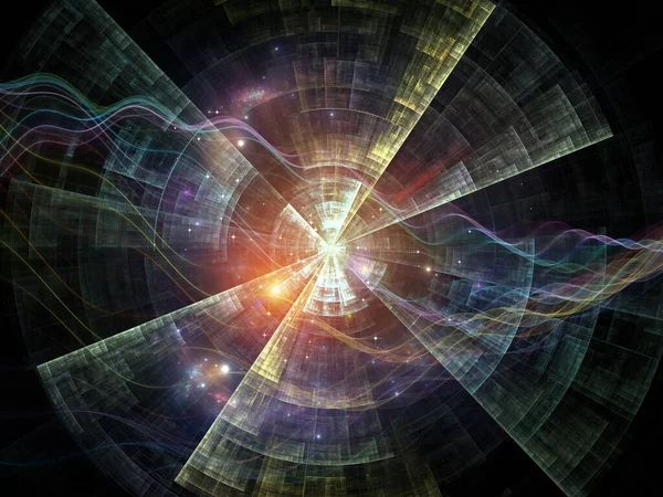 分数情報シリーズ 情報技術をテーマとした放射状 正弦波構造の背景 — ストック写真