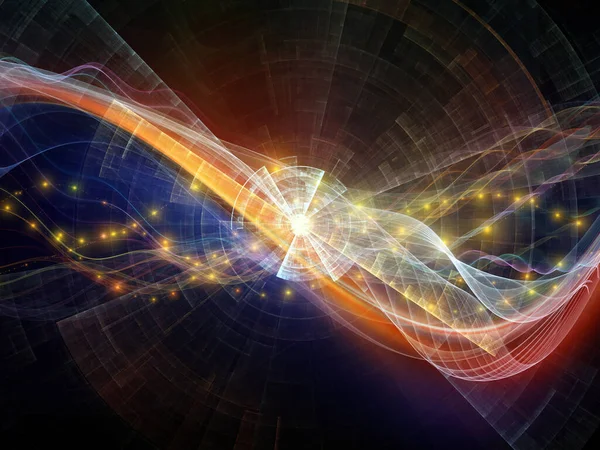 分数情報シリーズ 情報技術をテーマとした放射状 正弦波構造の背景 — ストック写真