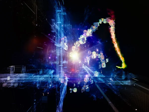 Série Digital Stream Rendu Structures Lumières Traces Numériques Dans Espace — Photo
