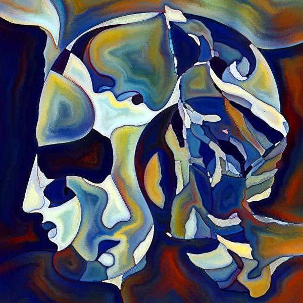 분단된 시리즈 인간의 얼굴은 심리학 창의력 예술에 주제를 설명하고 추상적 — 스톡 사진
