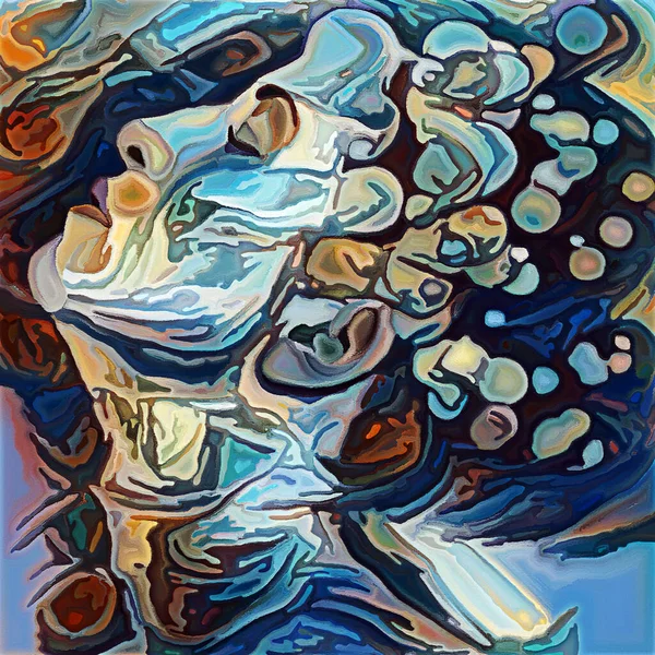 Losing Marbles Series Surreal Rendering Womans Face Multicolor Palette Subject — Stock Photo, Image