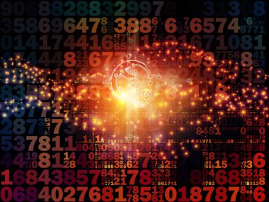 Dijital Sinyal Serisi. Sayılar, elektronik izler ve dijital teknoloji ve iletişim konularındaki ışık kompozisyonu