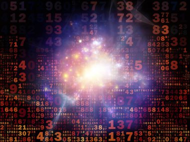 Dijital Sinyal Serisi. Fraktal patlama, sayıların ve ışıkların dijital teknoloji ve iletişim konularındaki bileşimi