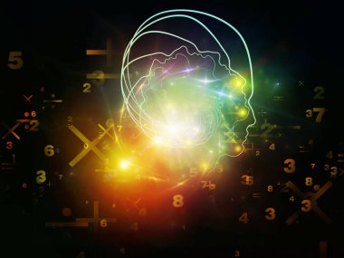 İnsan silueti ve matematik ve eğitim konularındaki rakamlar