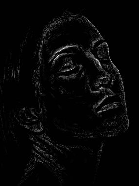 Kişilik Çalışmaları serisi. Sanat, şiir ve tiyatro projelerinde kullanılmak üzere Benekleme Tekniğiyle idam edilen genç bir kadının yüzü.