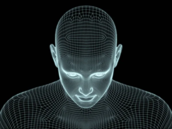 Render Human Head Face Wire Mesh Use Illustrations Technology Education — Stock Photo, Image