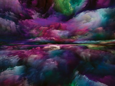 Gradyan Peyzaj. Color Dreams serisi. İç dünya, hayal gücü, şiir, sanat ve tasarım projeleri için yaratıcı boya, doku ve gradyan bulutlar düzenleme